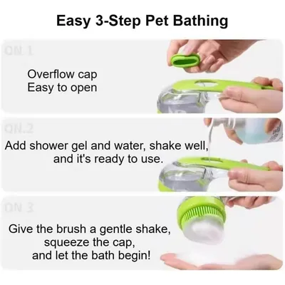 Zoomtopia Brosse de bain massage pour chien chat verte antidérapante