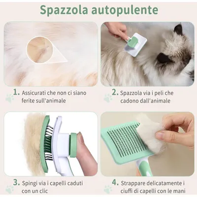 Brosse chat & chien verte : élimine sous-poil, nœuds et poils morts Brosse chat & chien verte : élimine sous-poil, nœuds et poils morts