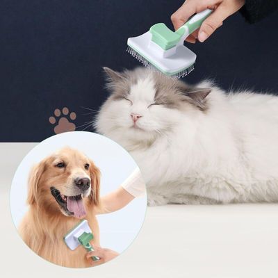 Brosse chat & chien verte : élimine sous-poil, nœuds et poils morts