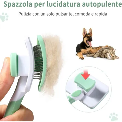 Brosse chat & chien verte : élimine sous-poil, nœuds et poils morts Brosse chat & chien verte : élimine sous-poil, nœuds et poils morts