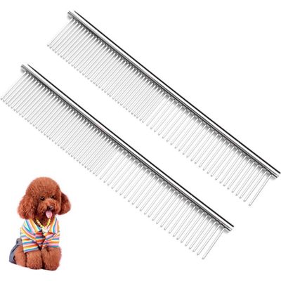 PetTribes Brosse Inox Anti-Static 2 en 1 pour Chien et Chat (2 Pièces)