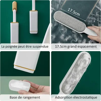 Brosse magique anti-poils : épilateur réutilisable pour tissus & canapé