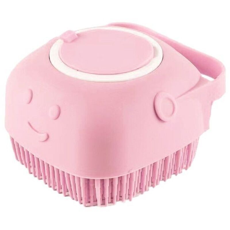 Brosse chien rose avec réservoir : peigne de bain & massage pour tout poil