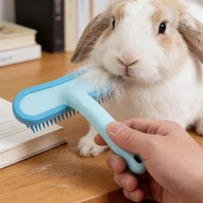 ZooVenture Brosse Lapin Silicone Bleu Antiderapante