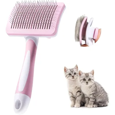 Brosse rose poils longs/courts : retrait efficace du sous-poil & nœuds Brosse rose poils longs/courts : retrait efficace du sous-poil & nœuds