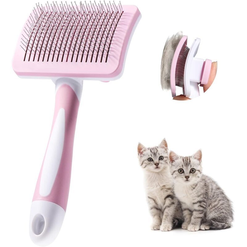 Brosse rose poils longs/courts : retrait efficace du sous-poil & nœuds