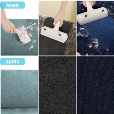 Ramasse-poils bleu : brosse autonettoyante pour vêtements, meubles & tissus
