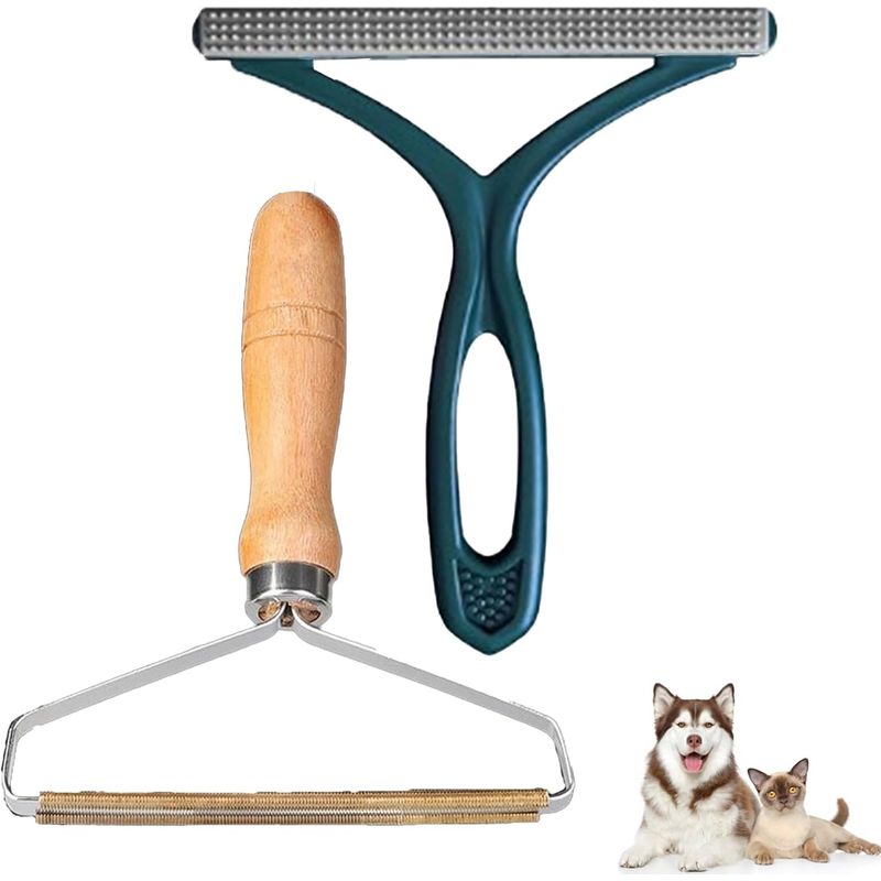 2 peignes de toilettage portables : anti-poils pour vêtements, chat & chien