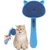 Brosse autonettoyante bleue : toilettage & massage, poils longs & courts