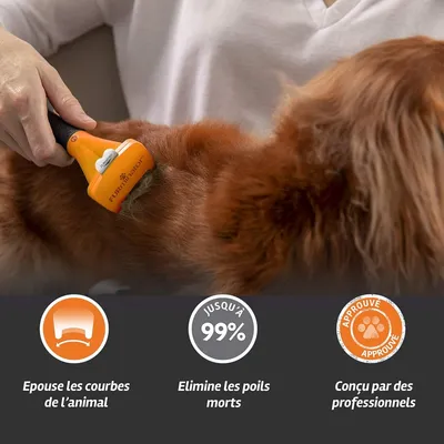 Applicable à FURMINATOR Brosse deshedding chien taille poils courts orange
