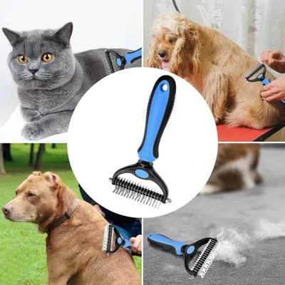 Peigne démêlant 17+9 dents : brosse double face pour sous-poil & nœuds Peigne démêlant 17+9 dents : brosse double face pour sous-poil & nœuds