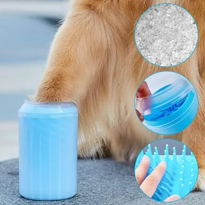 Nettoyeur de Pattes PetTribes Bleu M Silicone Portable Chien Nettoyeur de Pattes PetTribes Bleu M Silicone Portable Chien
