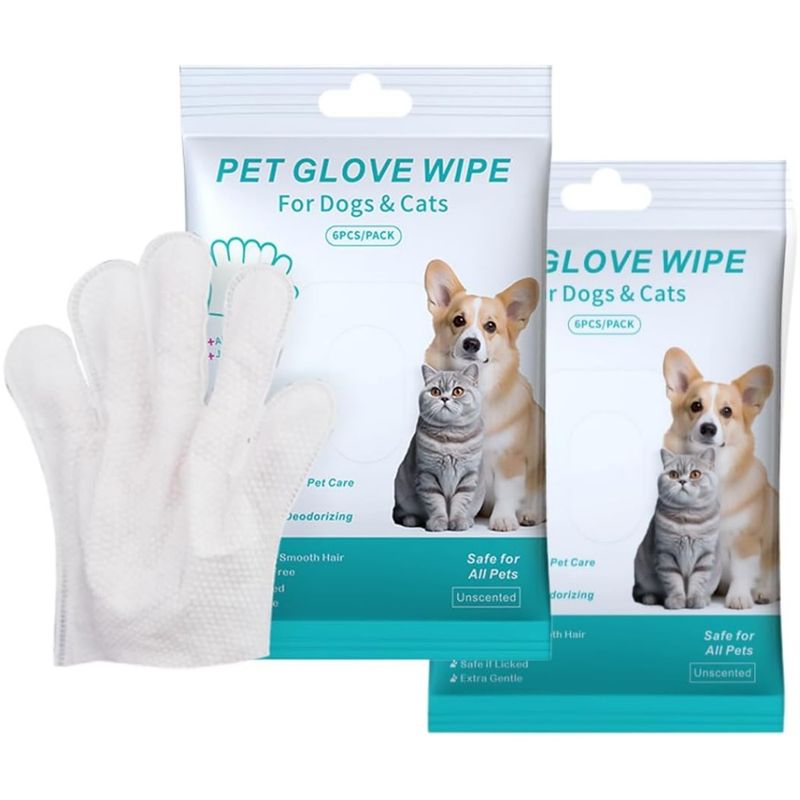 PetTribes Gants Nettoyants Animaux Lot de 12 Sans Parfum