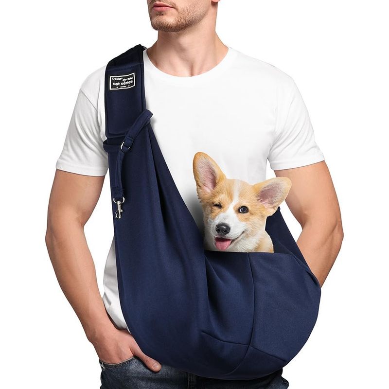PetTribes Sac Transport Chien Chat Bleu 7.5kg, Mains Libres