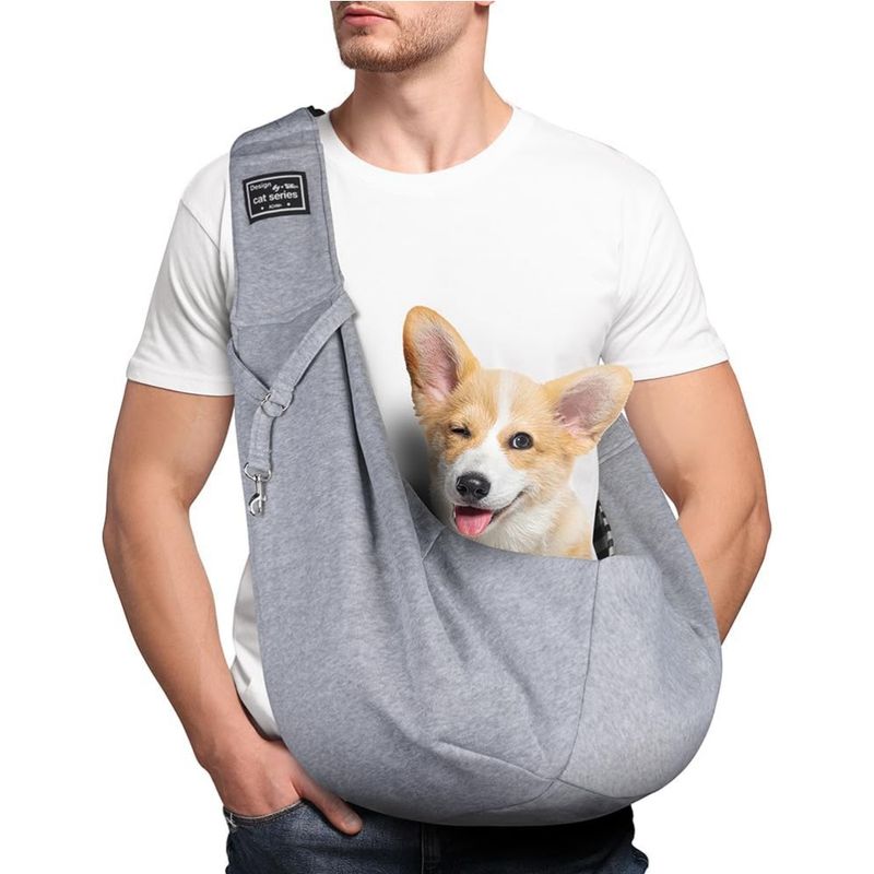 PetTribes Sac Transport Chien Chat Gris 7.5kg, Mains Libres