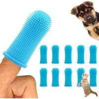 10 brosses à dents doigt 360° en silicone pour chiens, chats et chiots