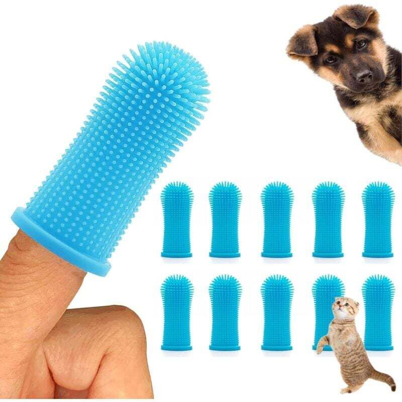 10 brosses à dents doigt 360° en silicone pour chiens, chats et chiots