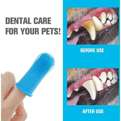 10 brosses à dents doigt 360° en silicone pour chiens, chats et chiots