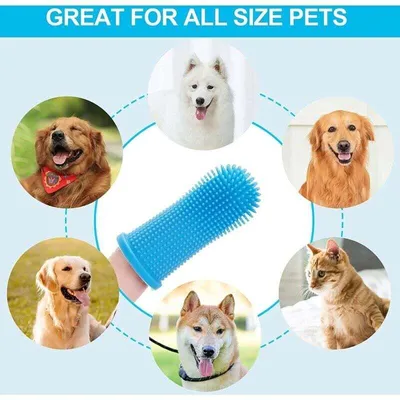 10 brosses à dents doigt 360° en silicone pour chiens, chats et chiots