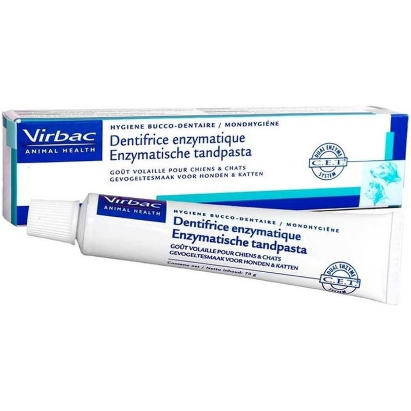Virbac Dentifrice chien goût poulet 70g fluor enzymes