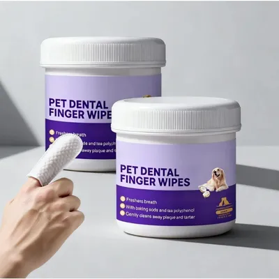 Zoomtopia Lot de 50 lingettes de nettoyage des dents pour chien Zoomtopia Lot de 50 lingettes de nettoyage des dents pour chien