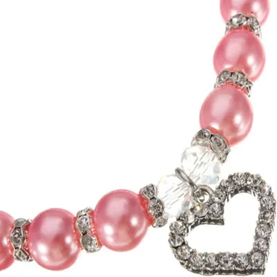 Collier Perles Animal Coeur Gravé Rose - PetTribes 2 Pièces