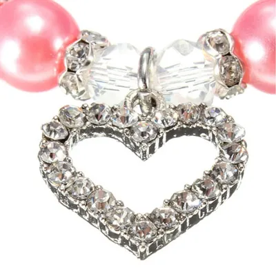 Collier Perles Animal Coeur Gravé Rose - PetTribes 2 Pièces