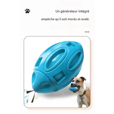 FurryFusion Ballon de rugby en caoutchouc sonore pour chiens