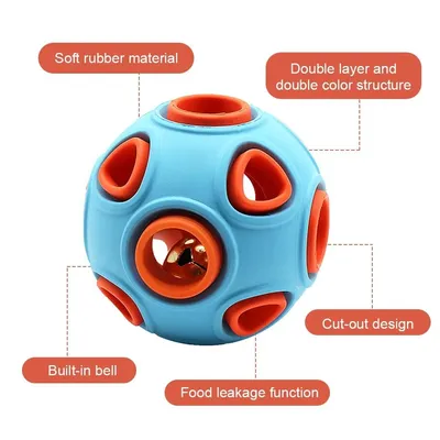 PetTribes Balle Caoutchouc Chien avec Clochette, Souple, Nettoyage Dentaire PetTribes Balle Caoutchouc Chien avec Clochette, Souple, Nettoyage Dentaire