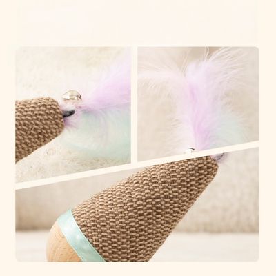 FurryFusion Juguete para gatos con forma erizo mar, varita plumas cascabel