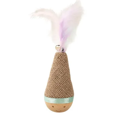 FurryFusion Jouet d'oursin pour chat avec bâton à plumes et cloche