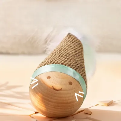 FurryFusion Jouet d'oursin pour chat avec bâton à plumes et cloche