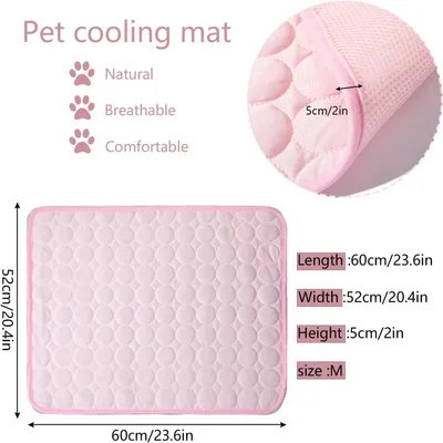 PetTribes Tapis Refroidissant Rose M : 60x50cm, Double Face PetTribes Tapis Refroidissant Rose M : 60x50cm, Double Face