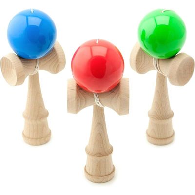 Kendama, jeu d'adresse japonais, jouet en bois avec balle bleue, marque
