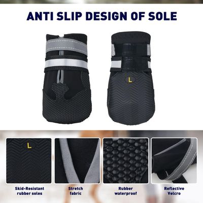 HausPets Lot de 4 Bottes Imperméables pour Chiens XXL Noir
