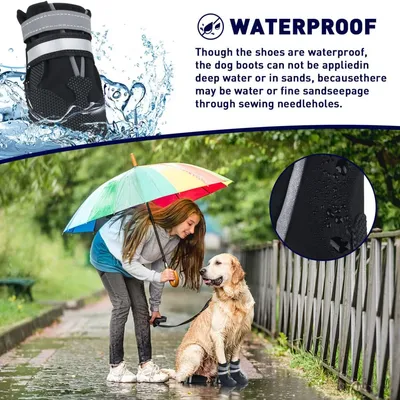 HausPets Lot de 4 Bottes Imperméables pour Chiens XXL Noir HausPets Lot de 4 Bottes Imperméables pour Chiens XXL Noir