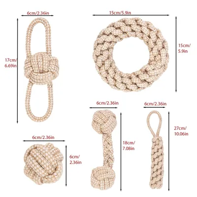 PetTribes Jouets Corde Coton Chanvre 5Pcs PetTribes Jouets Corde Coton Chanvre 5Pcs