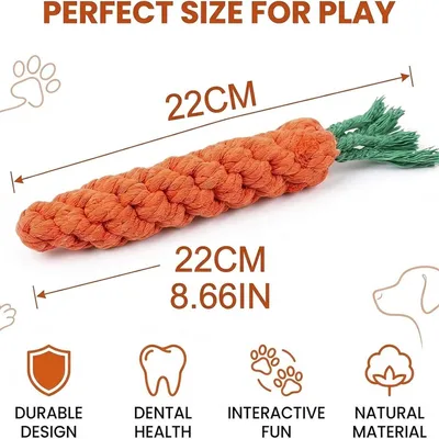 HausPets Lot de 4 Jouets Chien Carotte Corde Tressée 22cm HausPets Lot de 4 Jouets Chien Carotte Corde Tressée 22cm