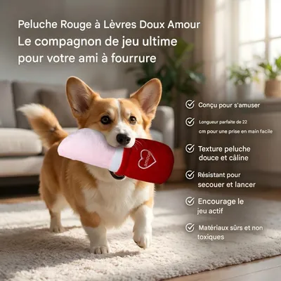 FurryFusion Jouet en peluche sonore en forme de rouge à lèvres pour chiens FurryFusion Jouet en peluche sonore en forme de rouge à lèvres pour chiens