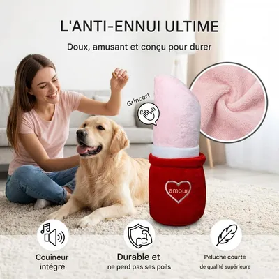 FurryFusion Jouet en peluche sonore en forme de rouge à lèvres pour chiens FurryFusion Jouet en peluche sonore en forme de rouge à lèvres pour chiens