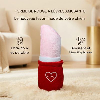 FurryFusion Jouet en peluche sonore en forme de rouge à lèvres pour chiens