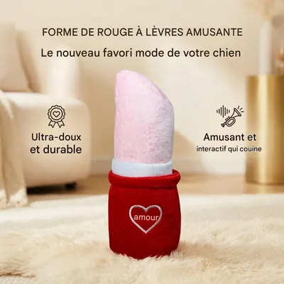 FurryFusion Jouet en peluche sonore en forme de rouge à lèvres pour chiens FurryFusion Jouet en peluche sonore en forme de rouge à lèvres pour chiens