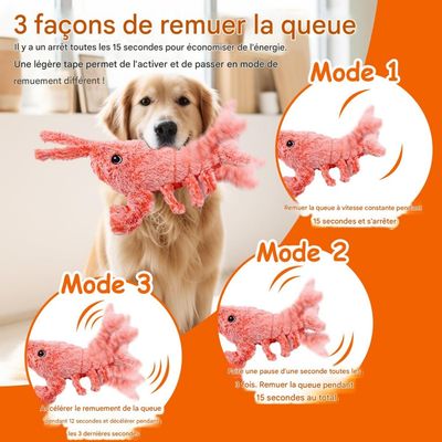 FurryFusion Jouet électronique de homard en peluche pour chats et chiens