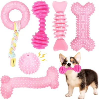 PetTribes Jouets Chiots x6 : Rose, Dentition Caoutchouc, Jeux Interactifs PetTribes Jouets Chiots x6 : Rose, Dentition Caoutchouc, Jeux Interactifs