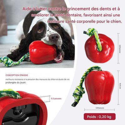 FurryFusion Jouet pomme pour chien à bruit et dentifrice