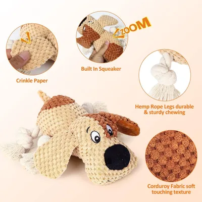 MCBOSON Jouet à Mâcher Robuste Marron Jaune Grands Chiens MCBOSON Jouet à Mâcher Robuste Marron Jaune Grands Chiens