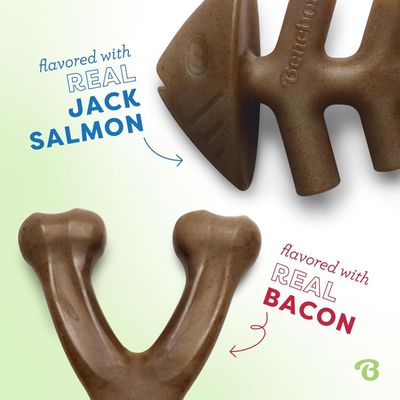MCBOSON Lot de 2 jouets résistants M saumon bacon chiens