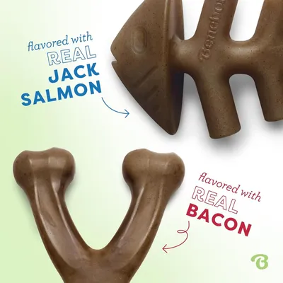 MCBOSON Lot de 2 jouets résistants M saumon bacon chiens MCBOSON Lot de 2 jouets résistants M saumon bacon chiens