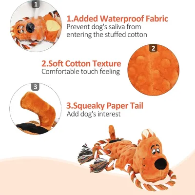 MCBOSON Jouet Peluche Indestructible Squeaker Corde MCBOSON Jouet Peluche Indestructible Squeaker Corde