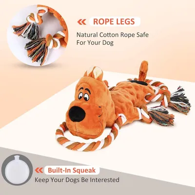 MCBOSON Jouet Peluche Indestructible Squeaker Corde MCBOSON Jouet Peluche Indestructible Squeaker Corde